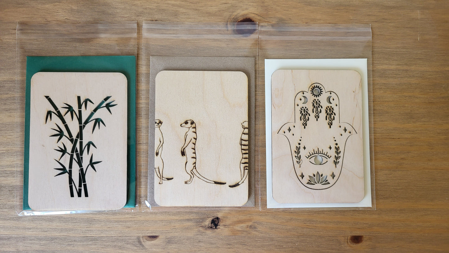 Personalised Wooden Greeting Card – Custom Engraved Natural Wood Card with Your Message – Unique Keepsake for Special Occasions