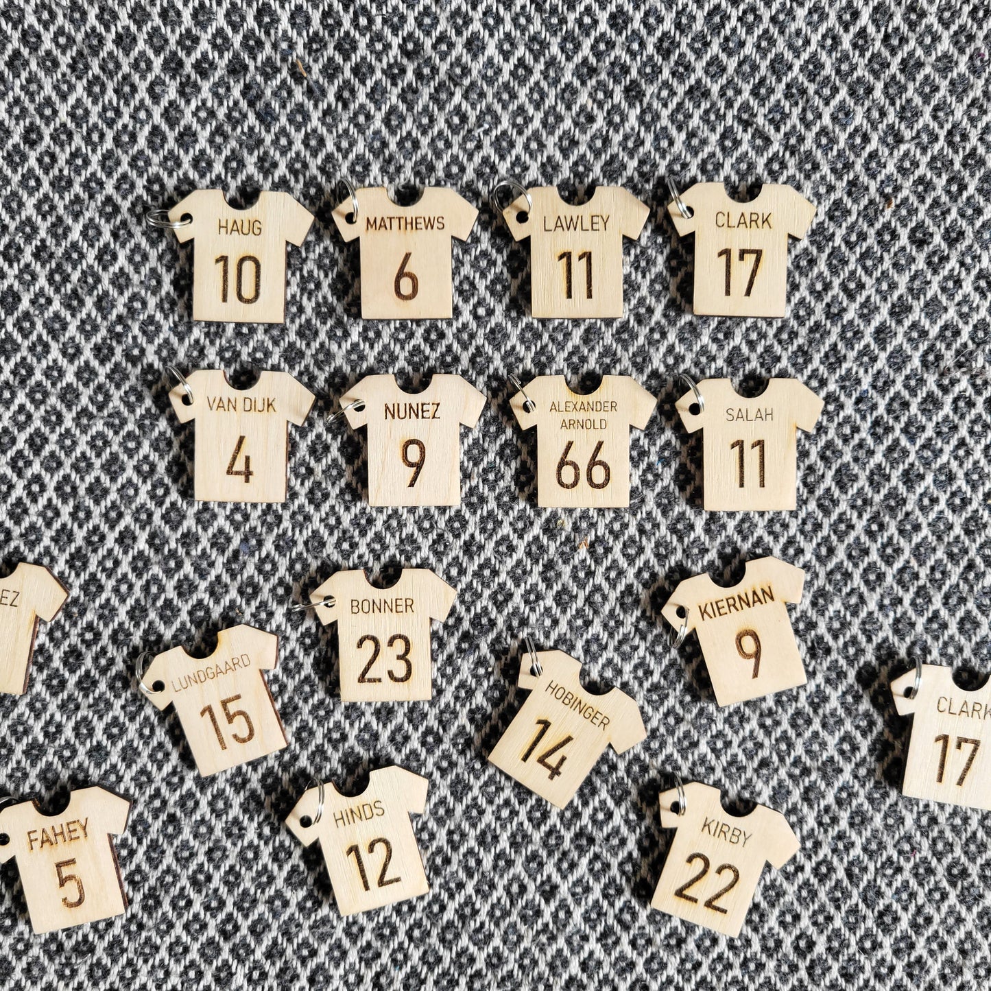 Personalised Football Shirt Keyring – Custom Engraved Wooden Gift for Football Fans, Players & Coaches – Eco-Friendly Keepsake for All Ages