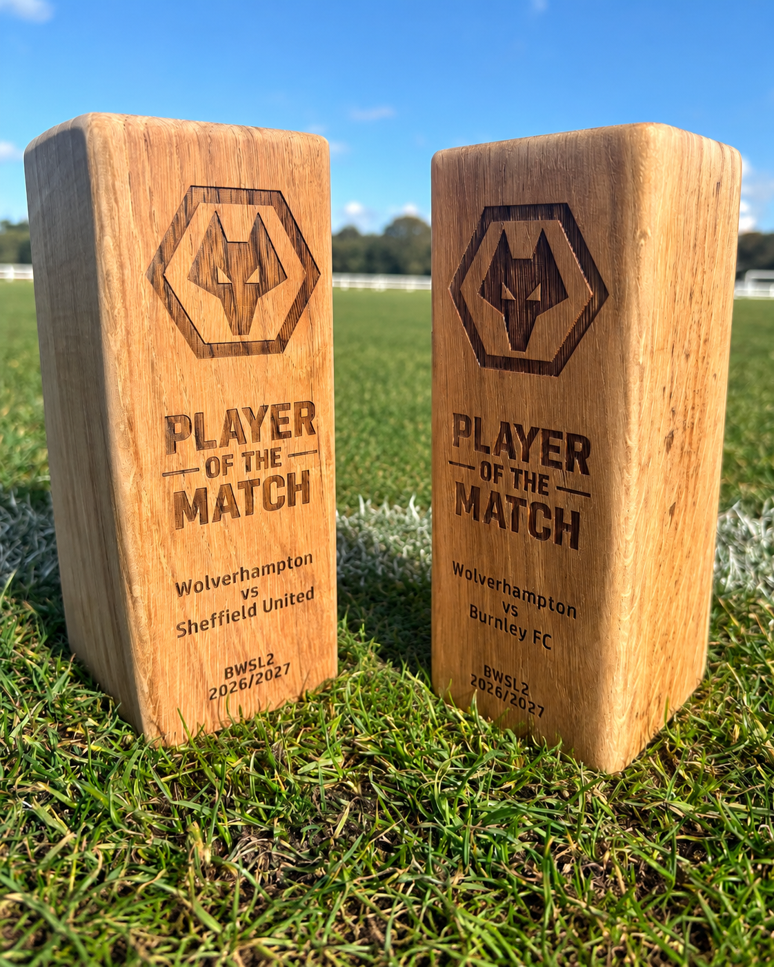 Oak Player of the Match Trophy | Personalised Wooden Football Award