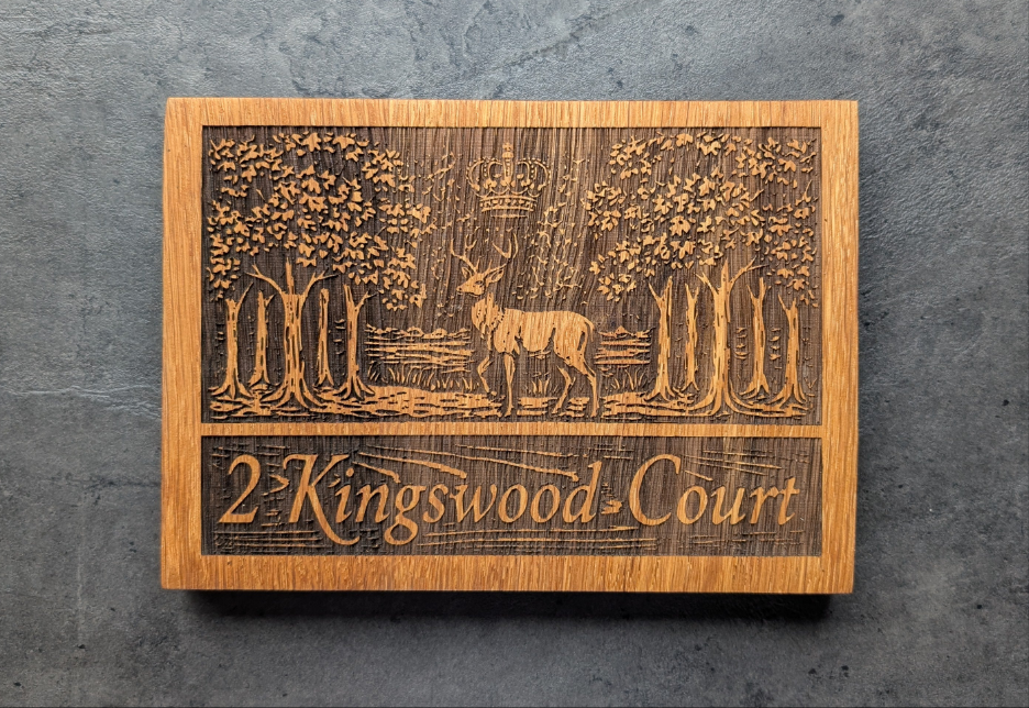Personalised Oak House Sign | Custom Engraved Wooden Plaque | Outdoor Door Number or Name Plate | Gate signs - Natural or Danish Oil Finish