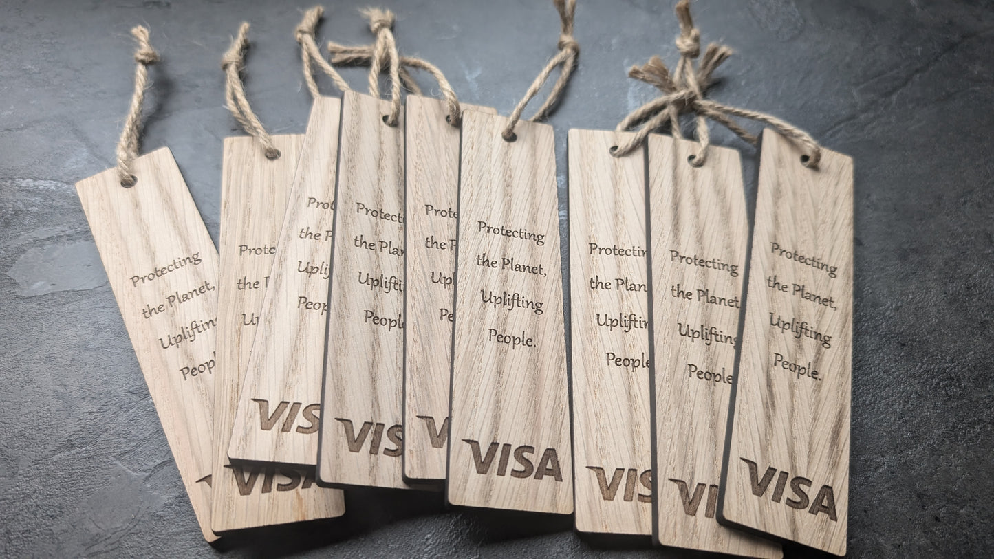 Personalised Wooden Bookmark with Logo – Custom Engraved Eco-Friendly Promotional Gift for Businesses & Events