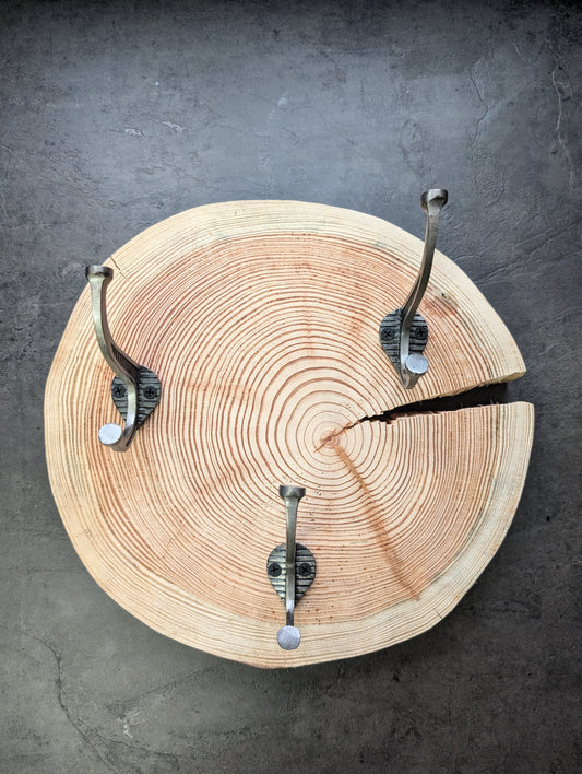 Handcrafted Wooden Coat Hanger – Unique Reclaimed Wood Wall Hook Rack with Iron Hooks – Eco-Friendly Home Organiser