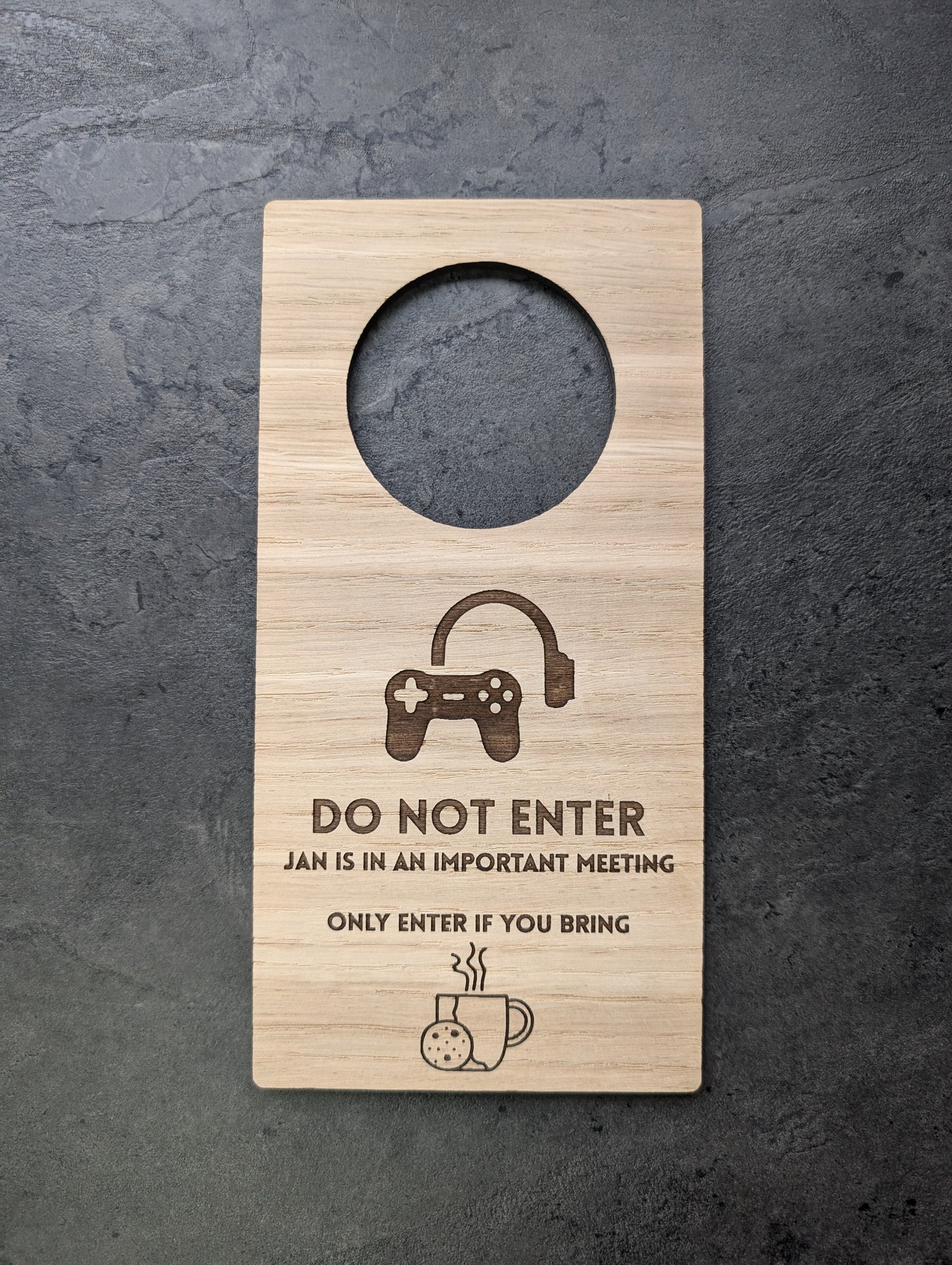 Personalised Wooden Door Hanger – Custom Engraved Sustainable Sign for Home or Business