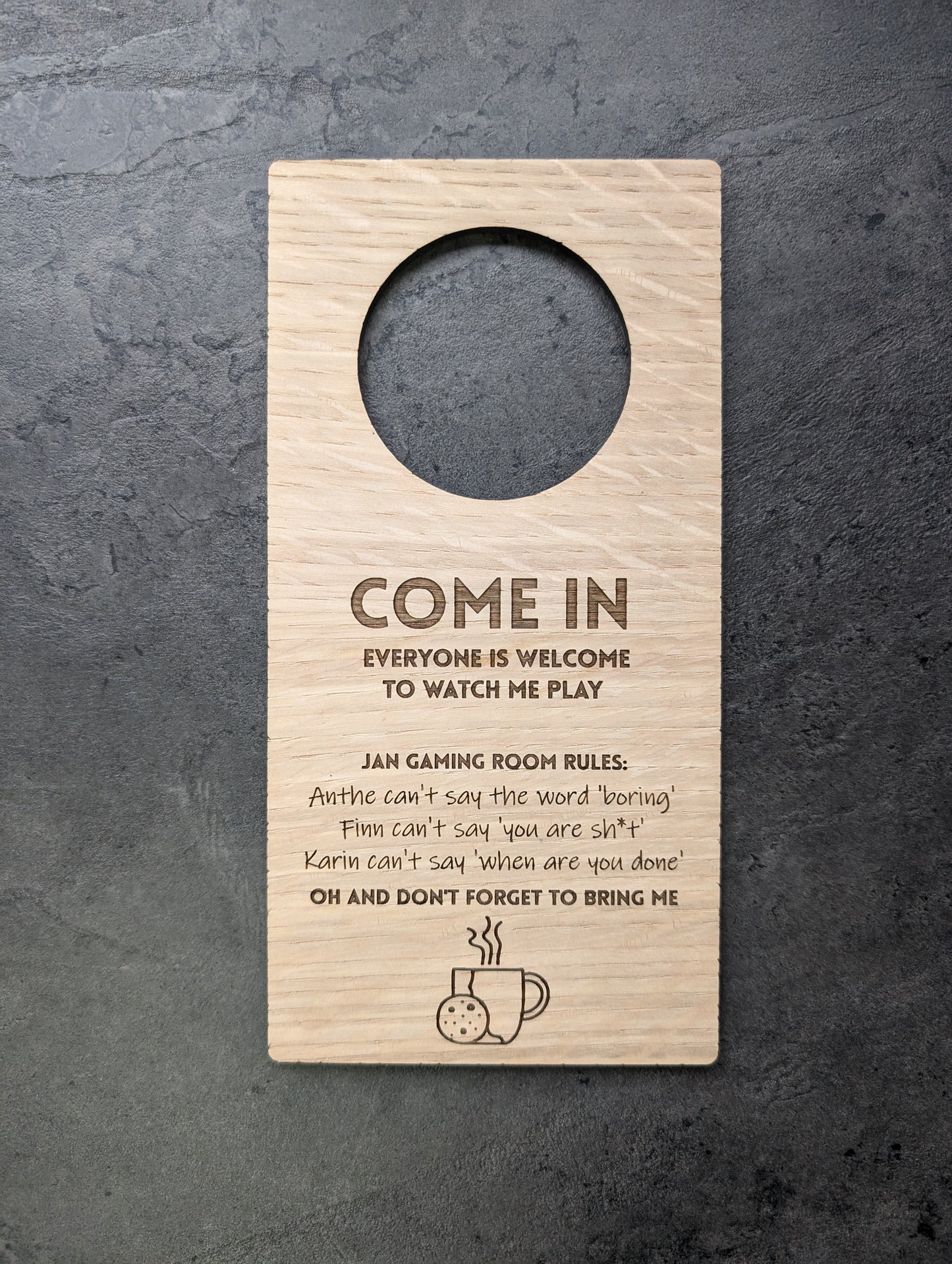 Personalised Wooden Door Hanger – Custom Engraved Sustainable Sign for Home or Business