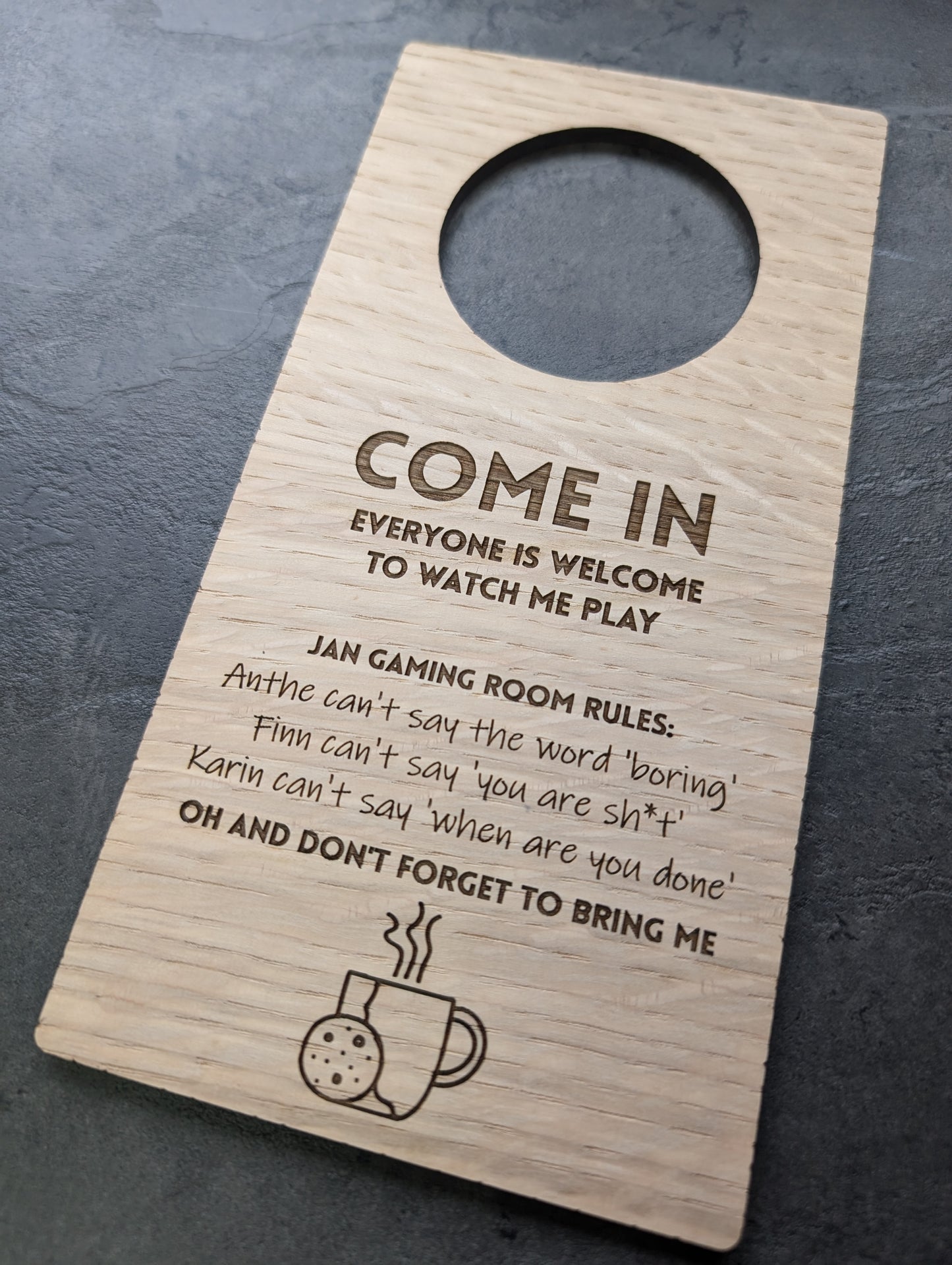 Personalised Wooden Door Hanger – Custom Engraved Sustainable Sign for Home or Business