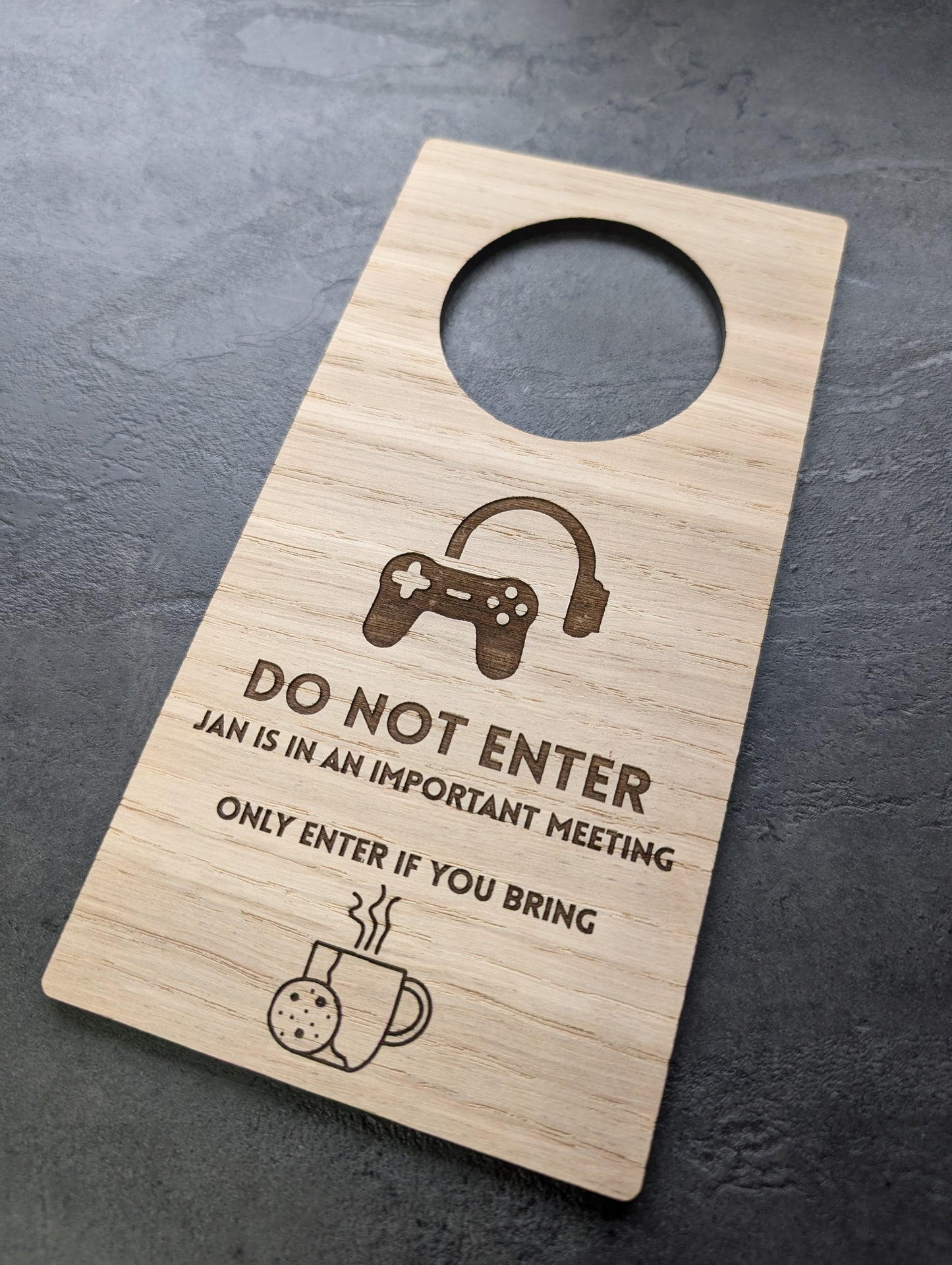 Personalised Wooden Door Hanger – Custom Engraved Sustainable Sign for Home or Business