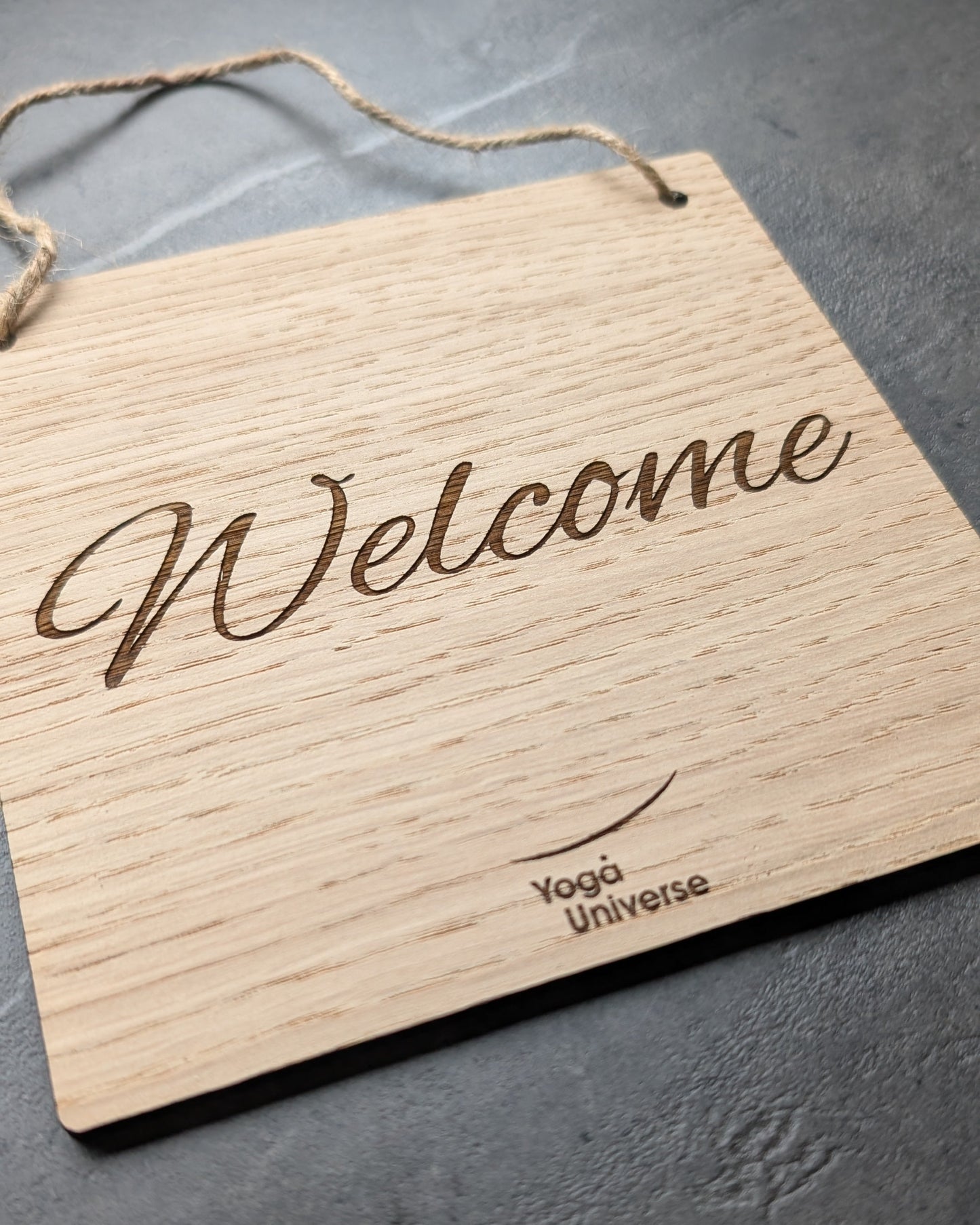 Personalised Wooden Welcome Sign with Custom Logo – Eco-Friendly, Handcrafted Business Display for Offices, Shops, and Events