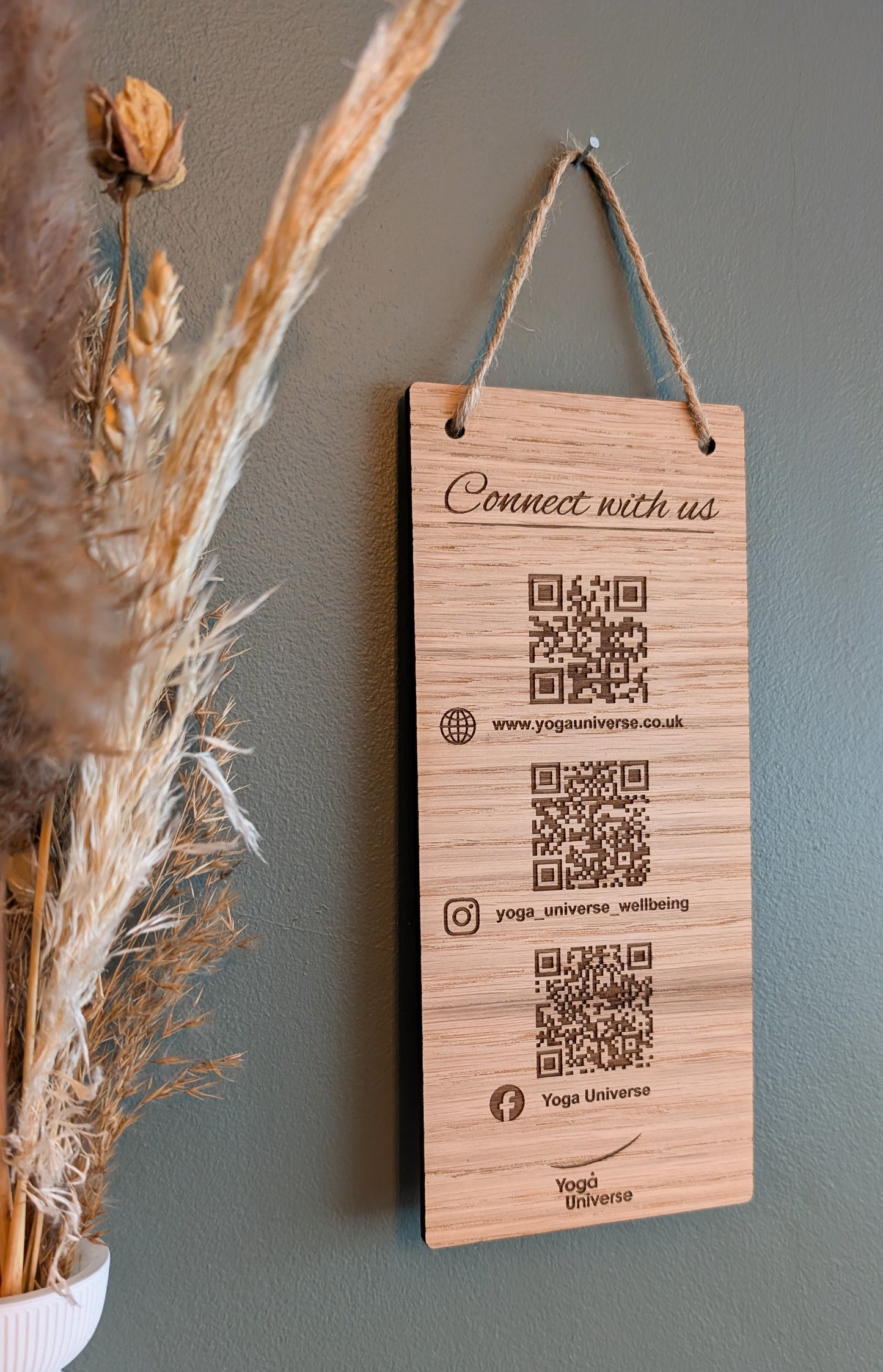 Custom Wooden QR Code Sign – Eco-Friendly, Personalised Business Display with Logo & URL – Sustainable, Engraved for Shops, Cafes & Events