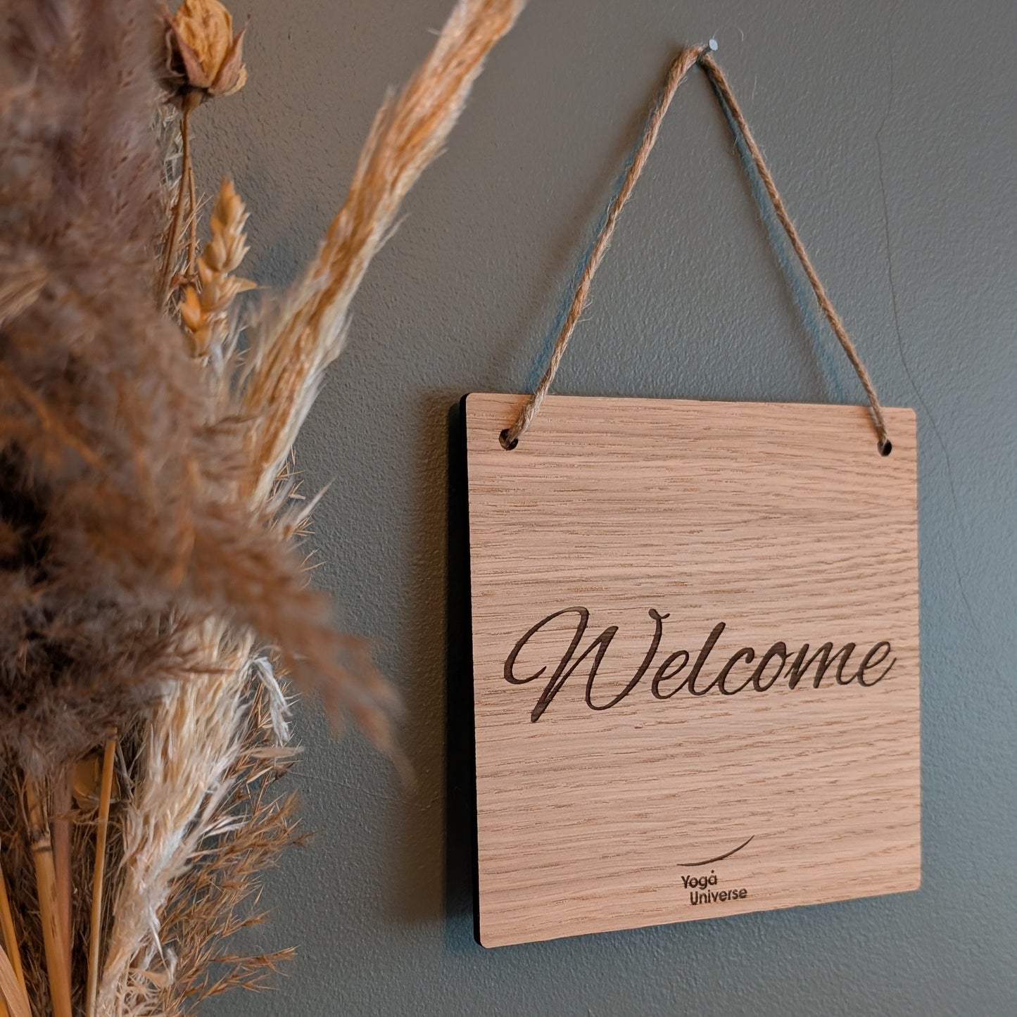 Personalised Wooden Welcome Sign with Custom Logo – Eco-Friendly, Handcrafted Business Display for Offices, Shops, and Events