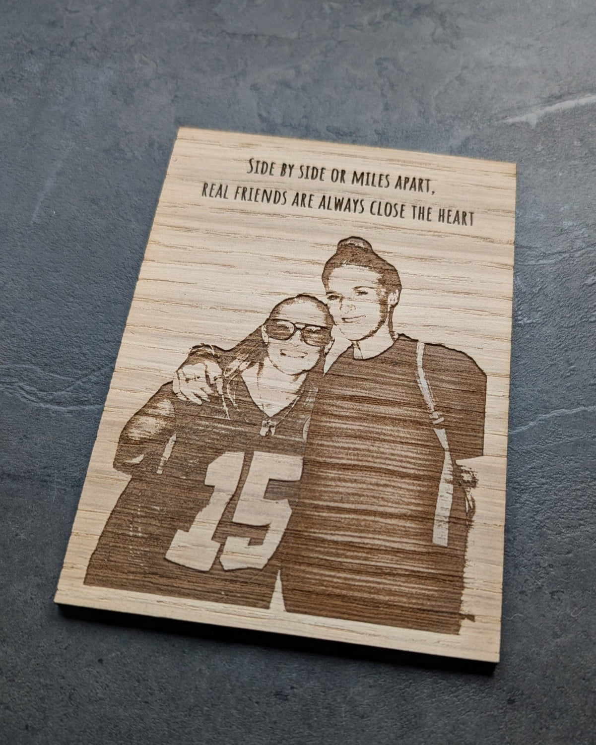 Personalised Wooden Postcard – Custom Engraved Oak Veneer with Your Photo & Text – Unique Keepsake Gift for Any Occasion