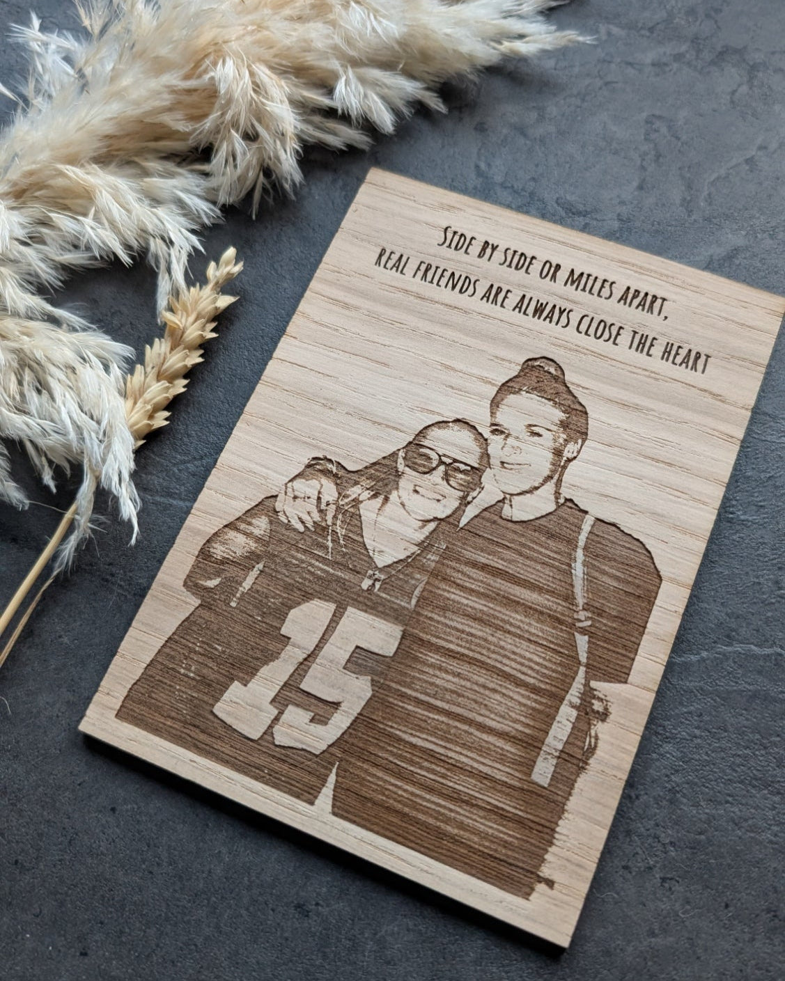 Personalised Wooden Postcard – Custom Engraved Oak Veneer with Your Photo & Text – Unique Keepsake Gift for Any Occasion