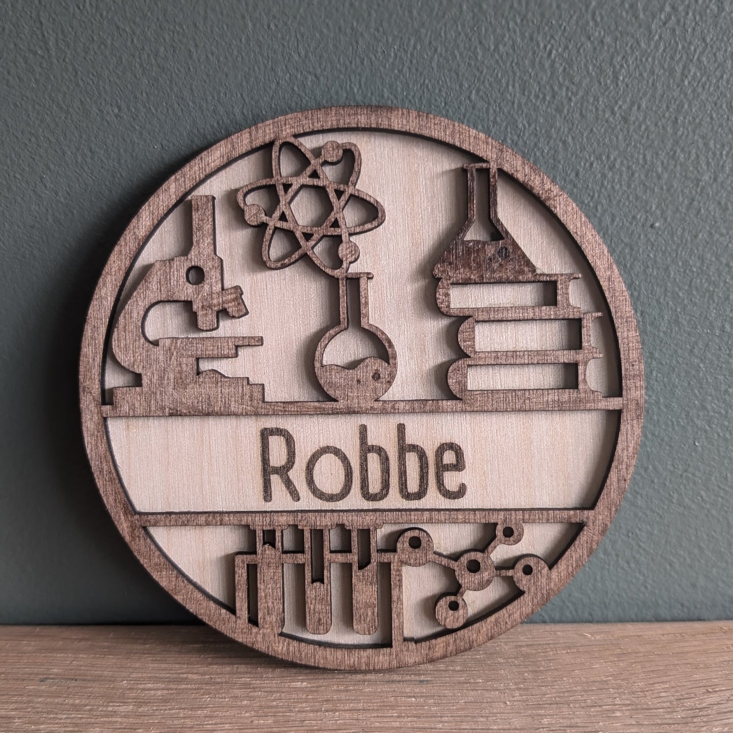 Personalised Wooden Flower Name Plaque - 10cm - Custom Engraved Floral Room Sign – Eco-Friendly Décor for Bedrooms, Nurseries & Gifts