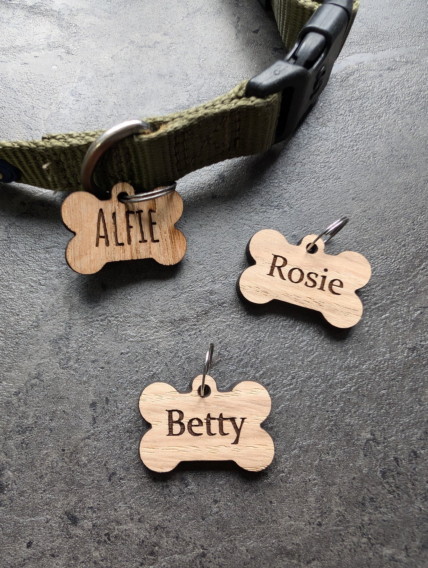 Personalised Wooden Dog Name Tag – Custom Engraved Sustainable Pet ID Tag