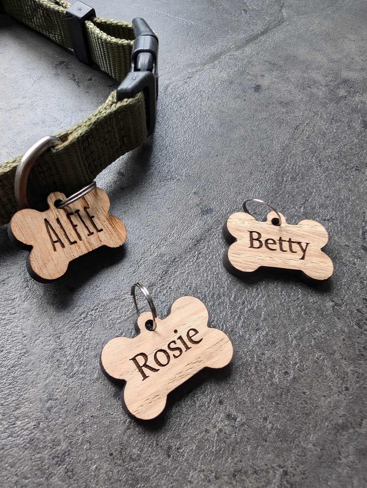 Personalised Wooden Dog Name Tag – Custom Engraved Sustainable Pet ID Tag
