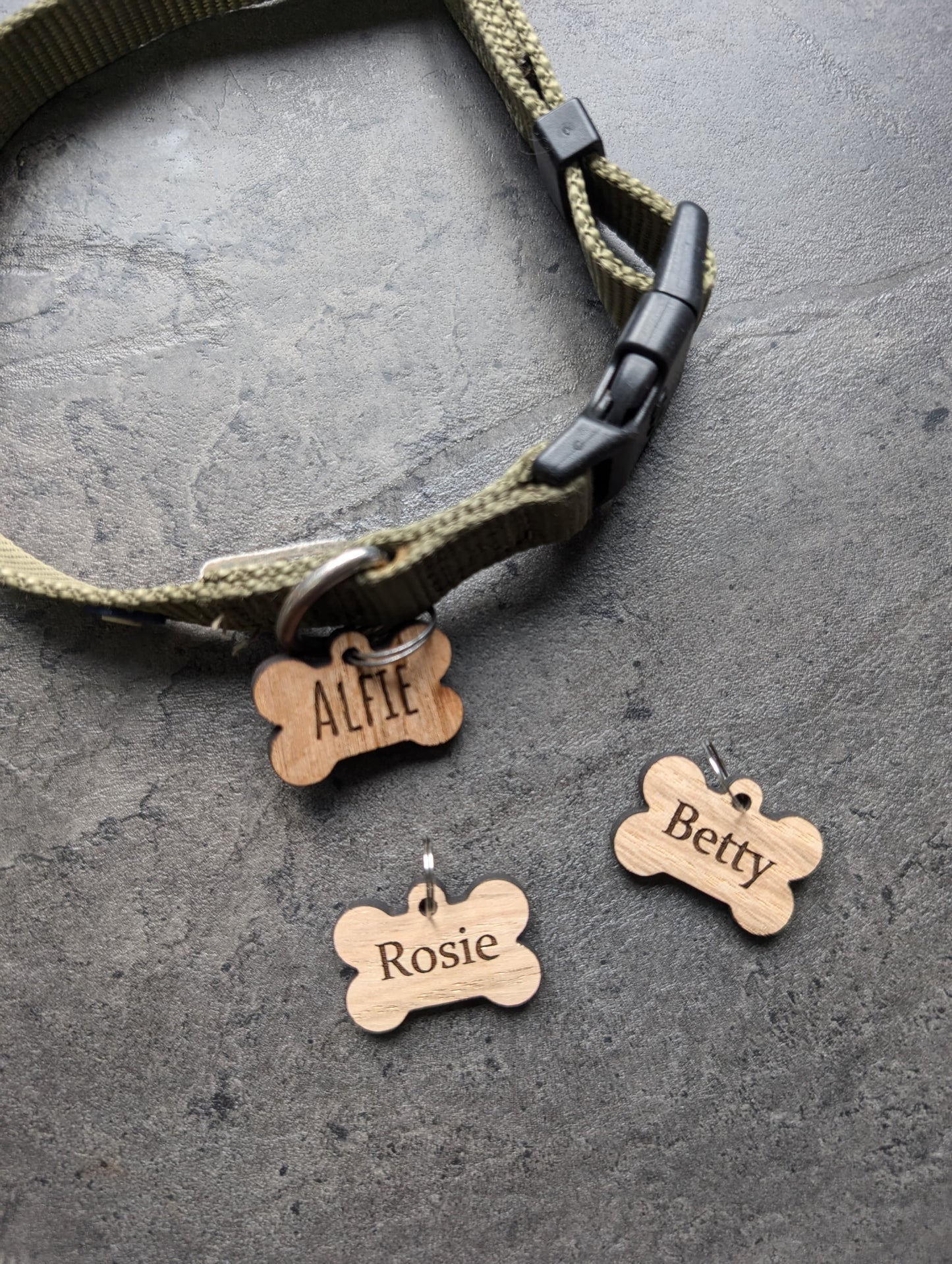 Personalised Wooden Dog Name Tag – Custom Engraved Sustainable Pet ID Tag