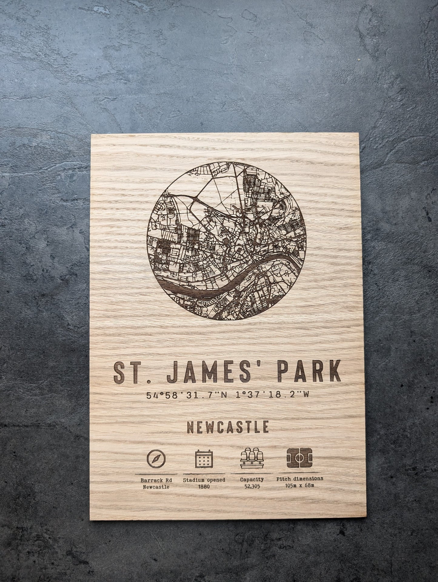 Personalised Football Stadium Map Wall Art – Custom Engraved Wooden Artwork for Football Fans – Unique Gift for Sports Enthusiasts