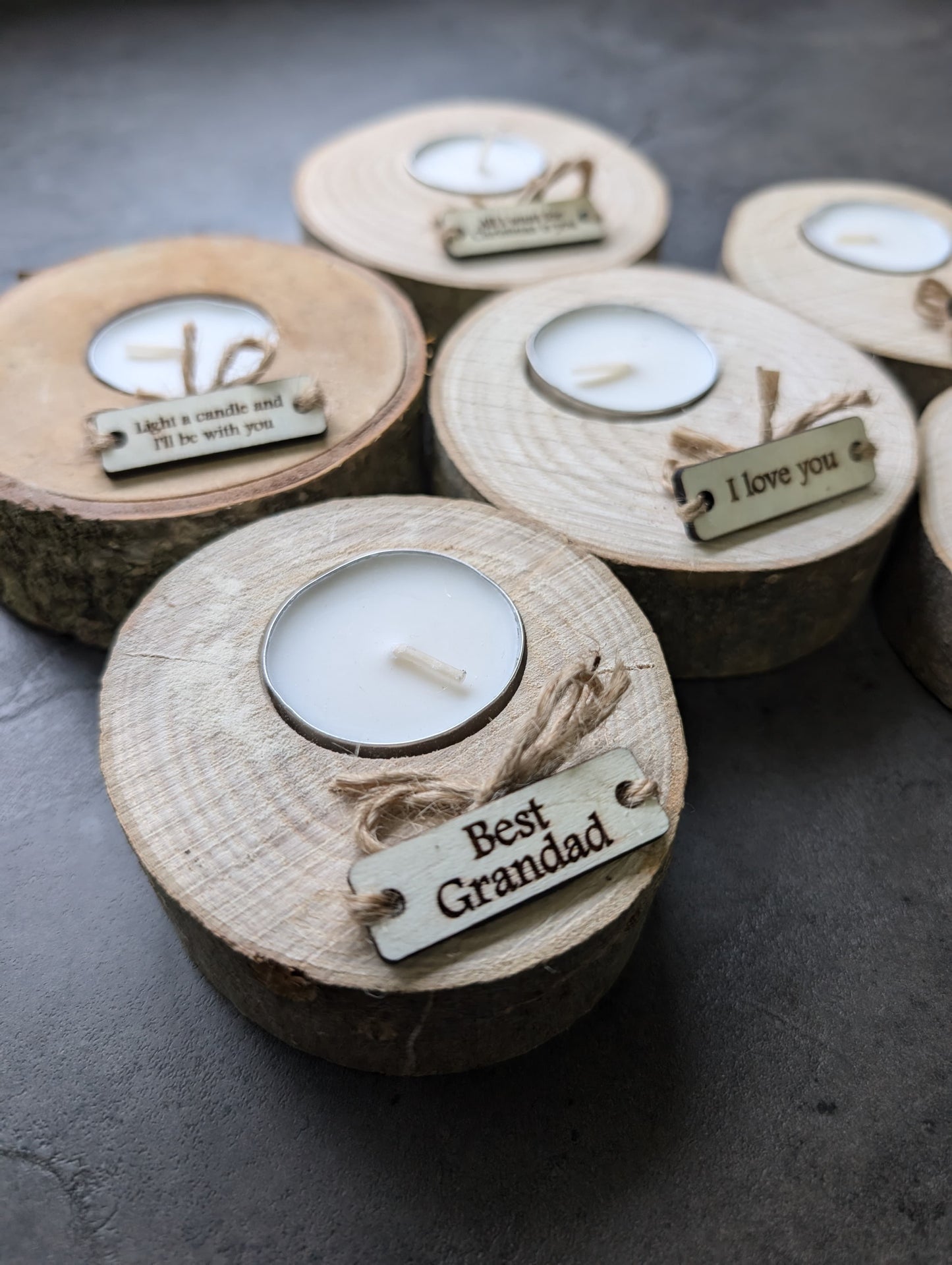 Personalised Wooden Christmas Candle Decoration – Handcrafted Tealight Holder from Reclaimed Wood with Custom Engraved Tag – Eco-Friendly Festive Ornament