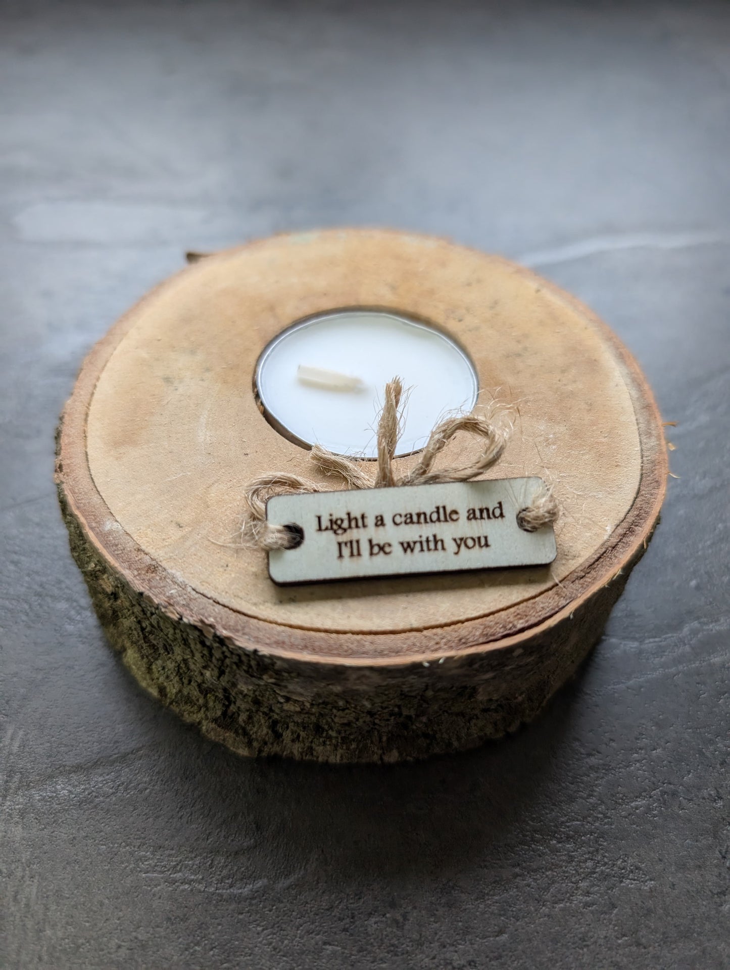 Personalised Wooden Christmas Candle Decoration – Handcrafted Tealight Holder from Reclaimed Wood with Custom Engraved Tag – Eco-Friendly Festive Ornament