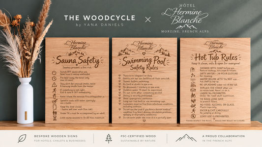 From the Workshop to the French Alps: Bespoke Sustainable Wooden Signs for Hotel L’Hermine Blanche