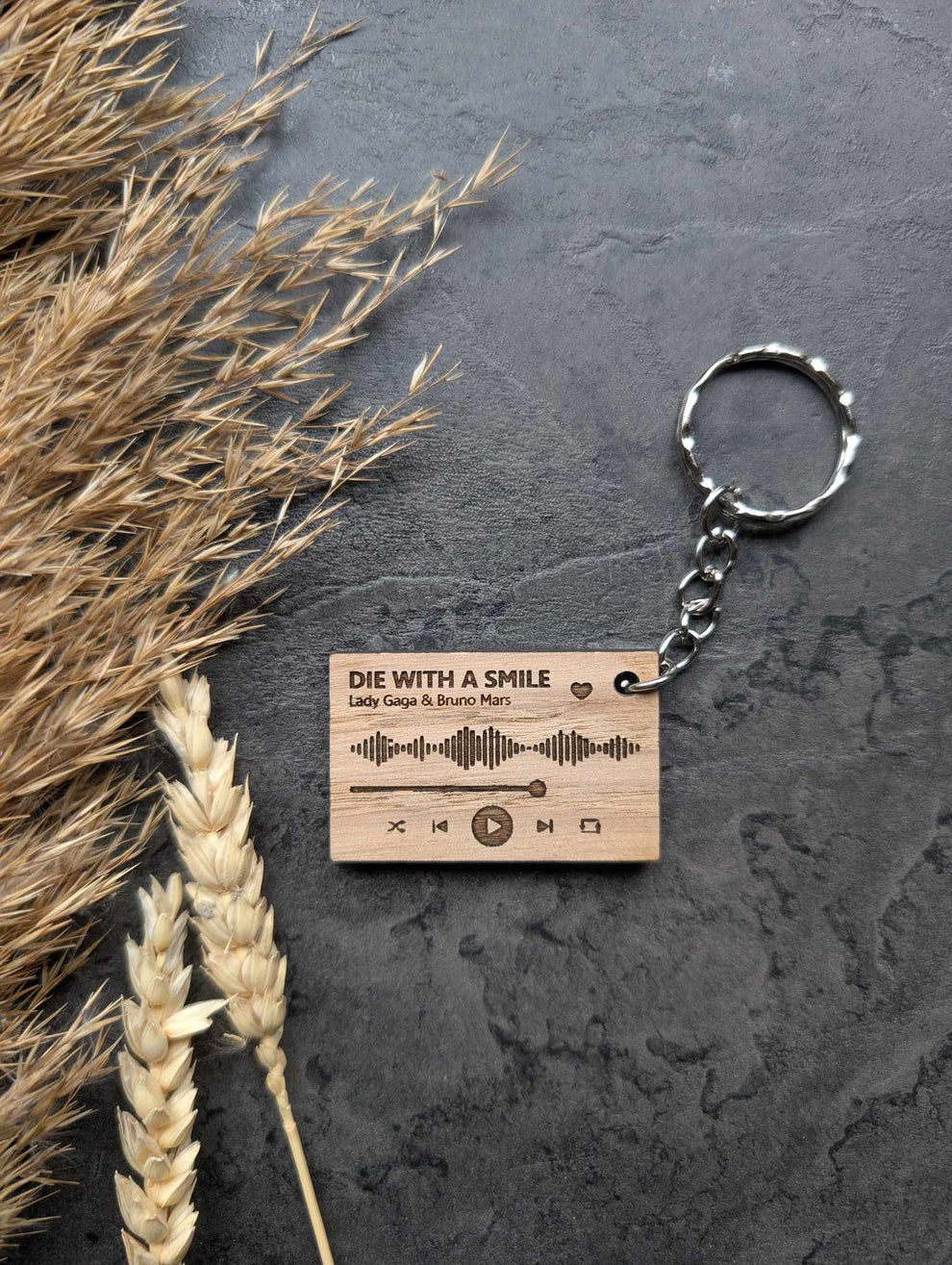 Personalised Wooden Music Keyring – Custom Engraved with Song & Artist ...