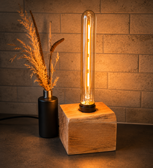 Reclaimed Oak Beam Lamp – Personalised Wooden Table Lamp - The Bright Knight