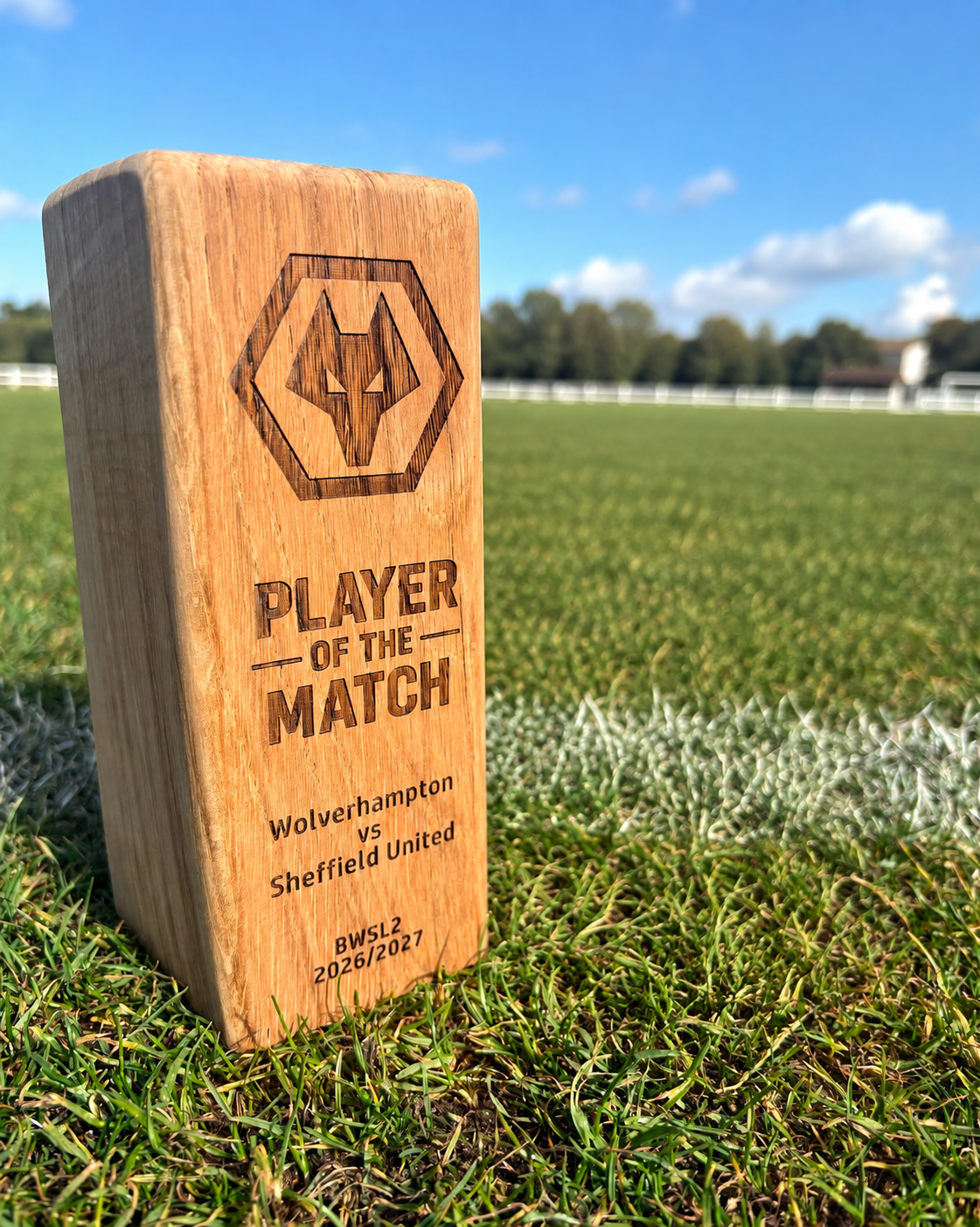 Oak Player of the Match Trophy | Personalised Wooden Football Award