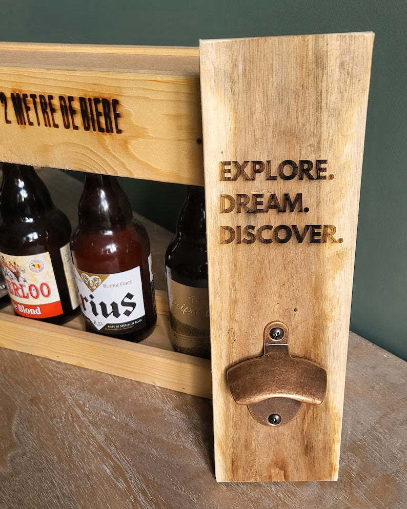 Personalised Wooden Bottle Opener – Custom Engraved Eco-Friendly Bar Accessory for Gifts, Weddings & Home Bars