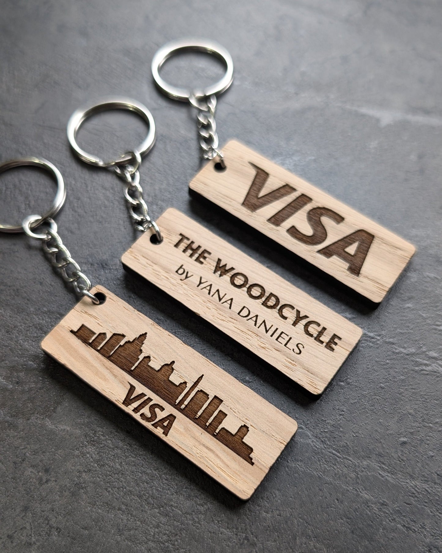 Personalised Wooden Rectangle Keyring – Custom Engraved Eco-Friendly Keychain with Logo or Text – Sustainable Gift for Business or Personal Use