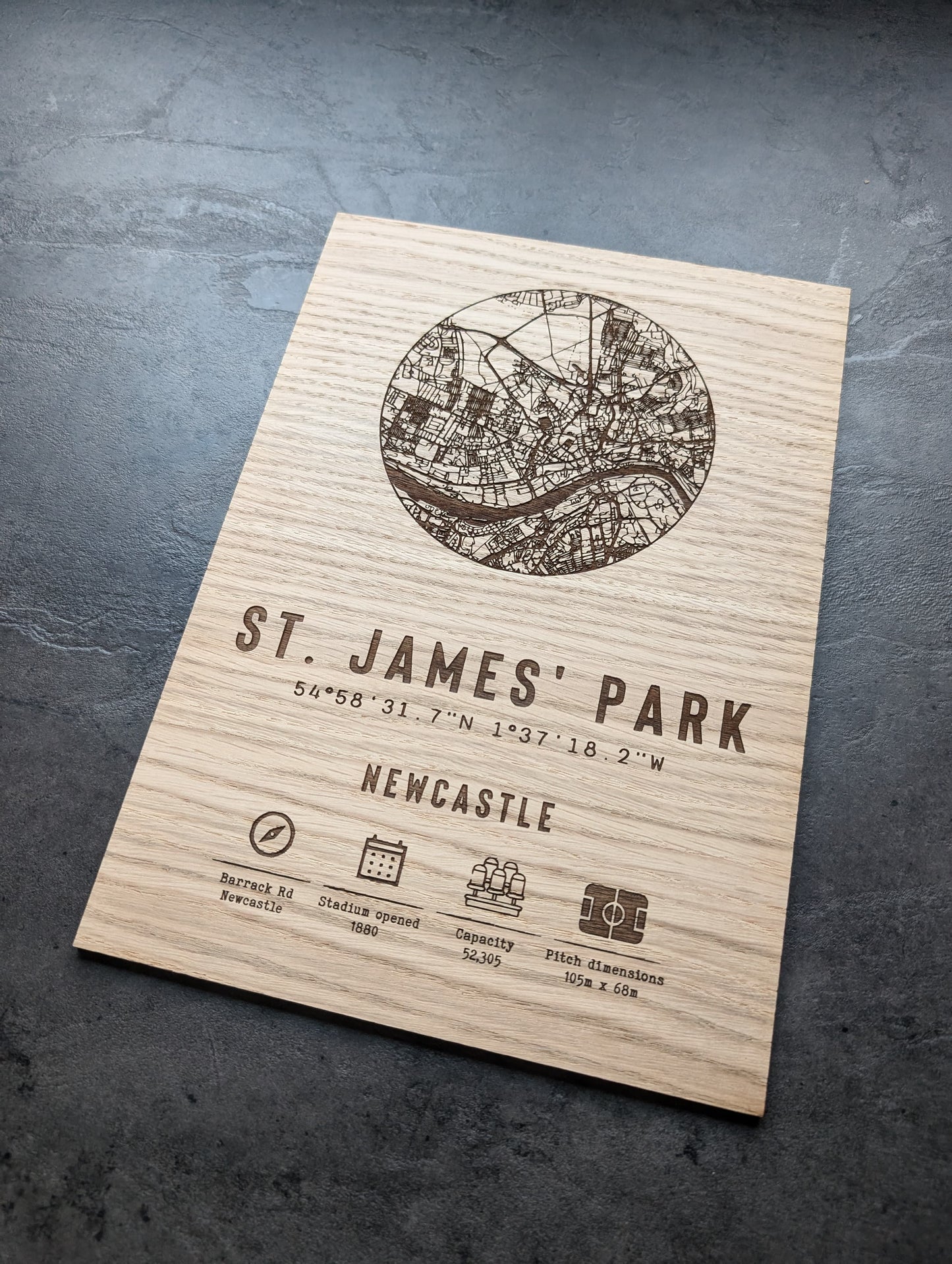 Personalised Football Stadium Map Wall Art – Custom Engraved Wooden Artwork for Football Fans – Unique Gift for Sports Enthusiasts