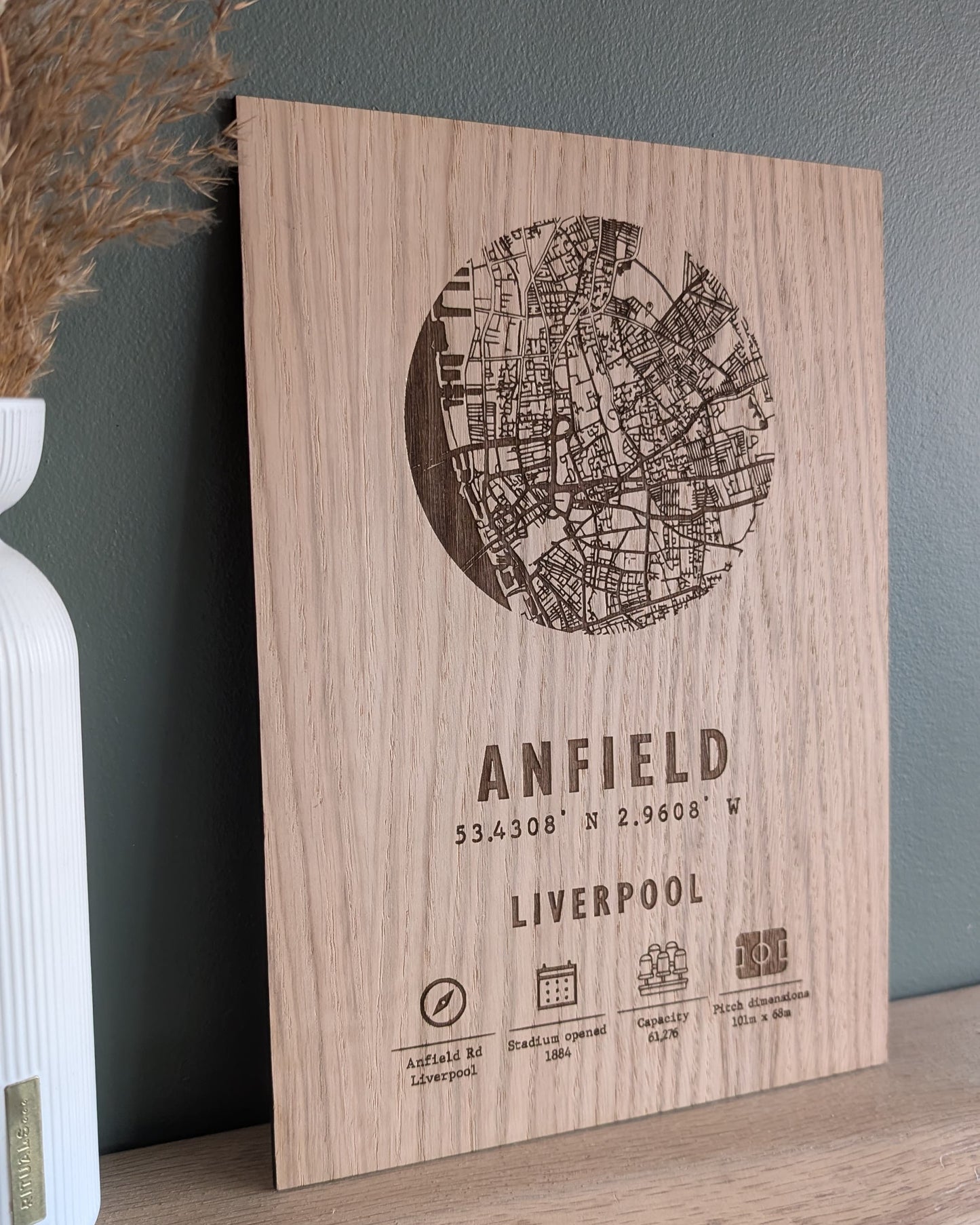 Personalised Football Stadium Map Wall Art – Custom Engraved Wooden Artwork for Football Fans – Unique Gift for Sports Enthusiasts