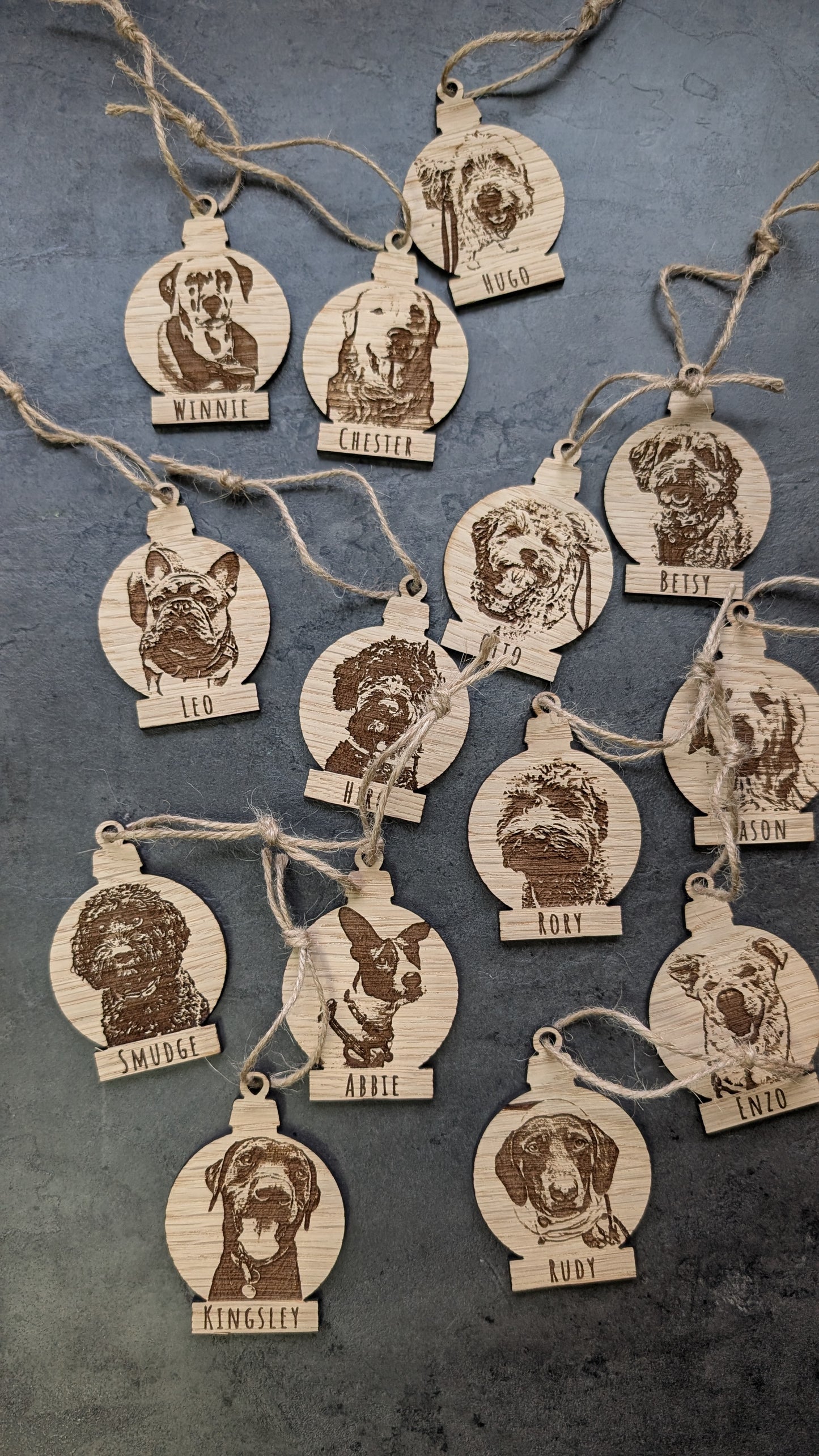Personalised Wooden Christmas Bauble with picture - Custom Engraved Oak Ornament for Festive Tree Décor & Unique Holiday Gifts