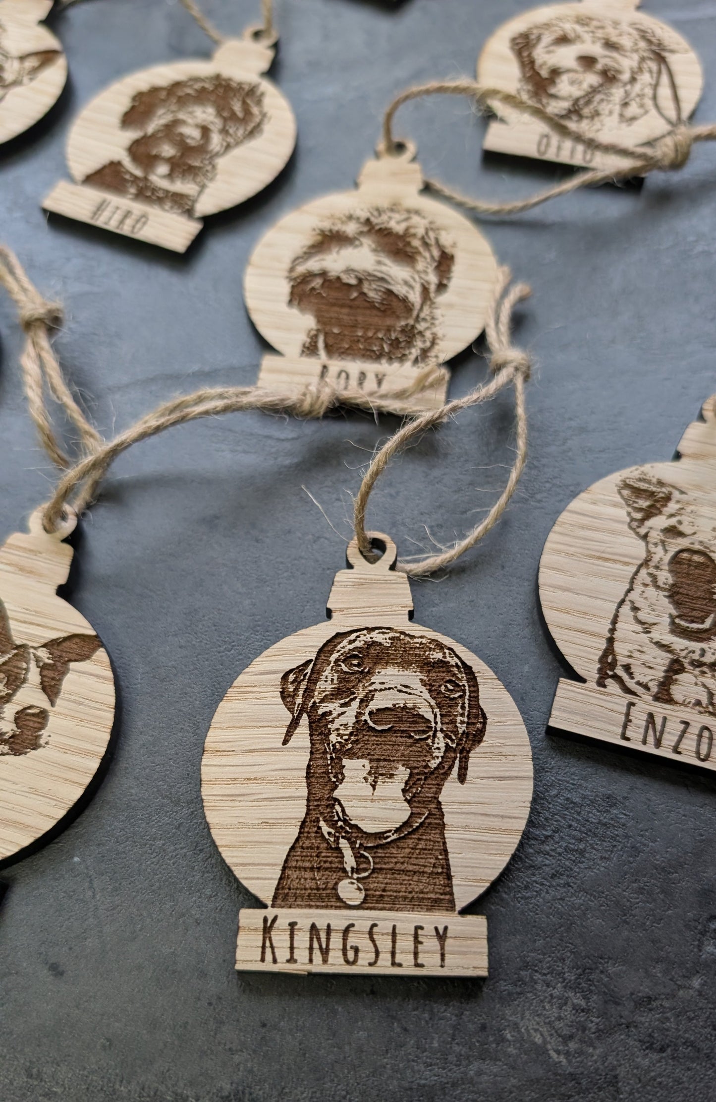 Personalised Wooden Christmas Bauble with picture - Custom Engraved Oak Ornament for Festive Tree Décor & Unique Holiday Gifts