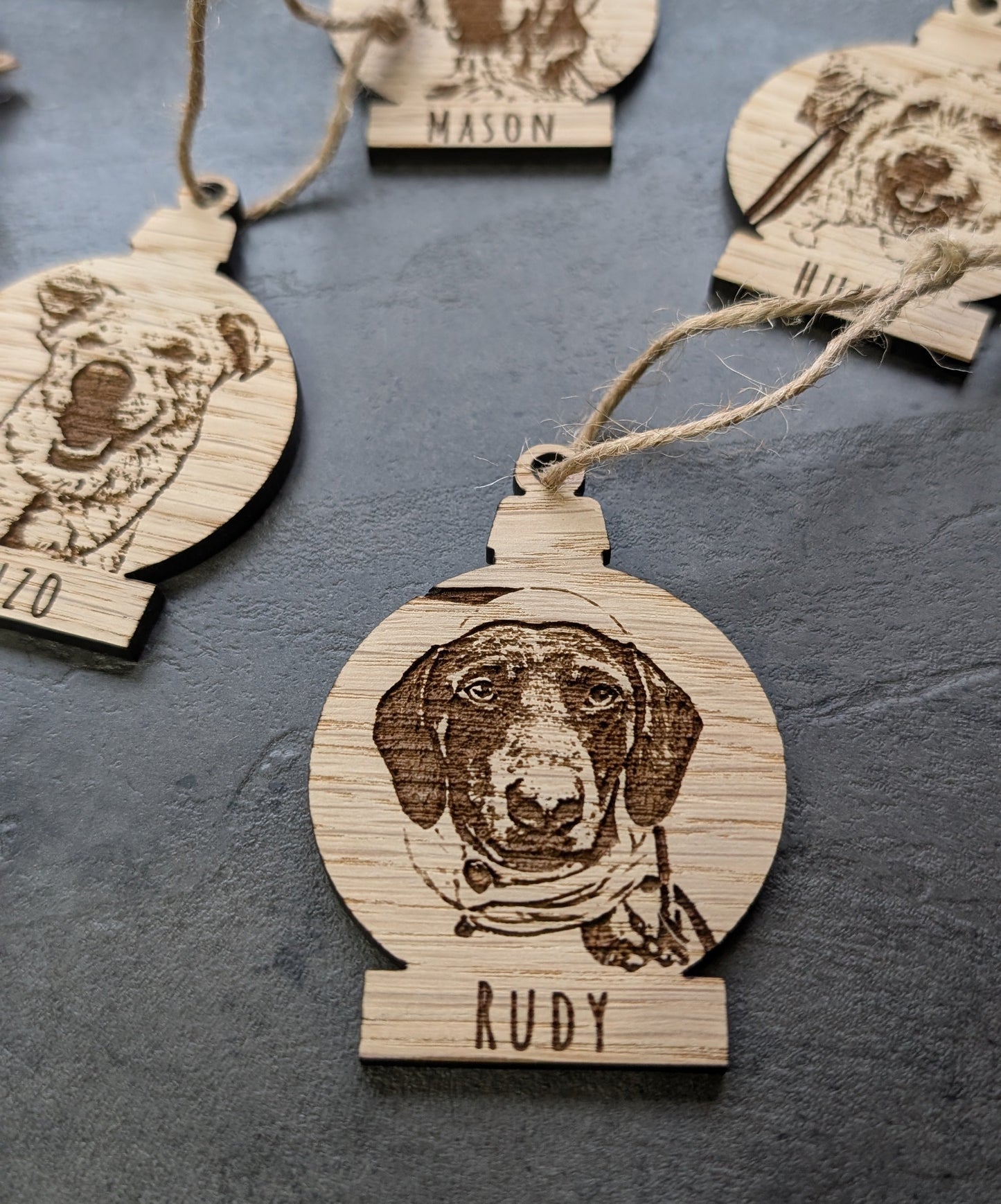 Personalised Wooden Christmas Bauble with picture - Custom Engraved Oak Ornament for Festive Tree Décor & Unique Holiday Gifts