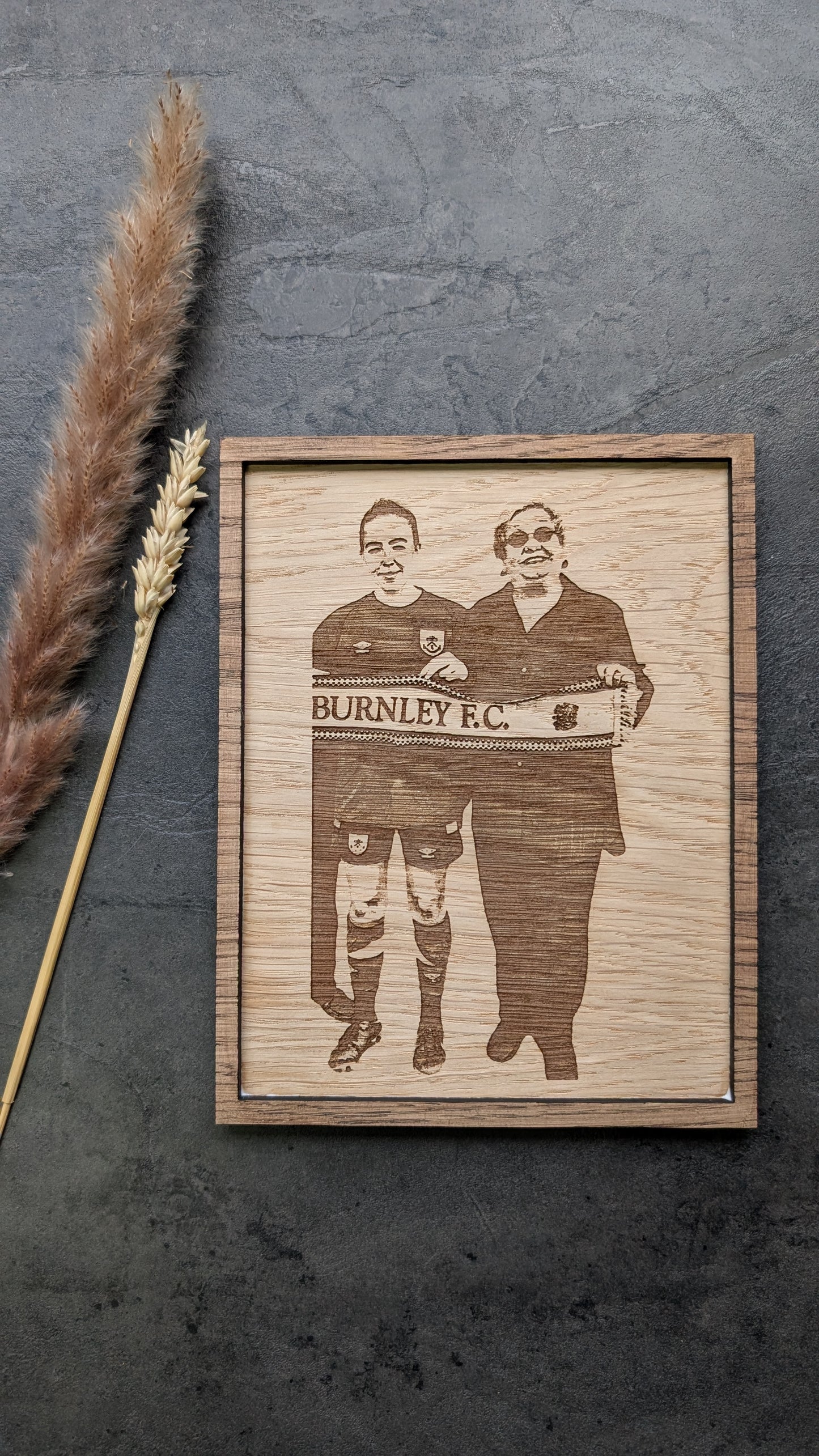 Personalised Wooden Picture with frame – Custom Engraved Oak Veneer with Your Photo & Text – Unique Keepsake Gift for Any Occasion