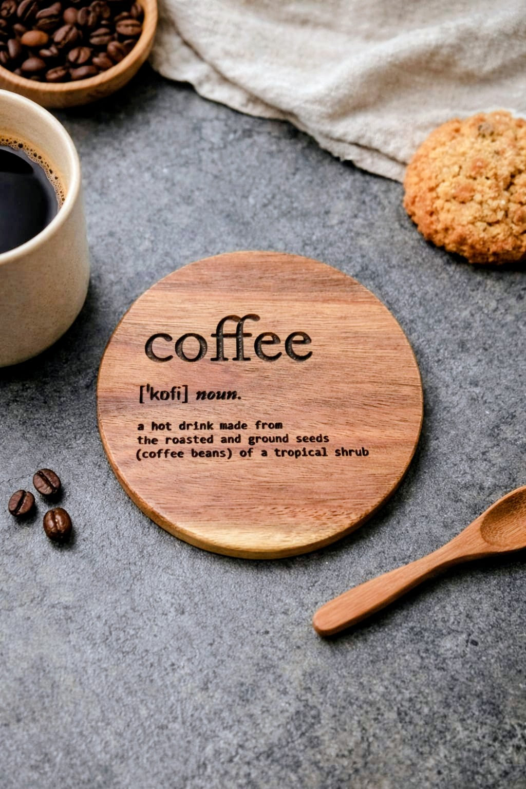 Personalised Wooden Coaster – Custom Engraved Wooden Coaster with quotes, logo or picture – Unique Gift for Families, Anniversaries & Home Décor