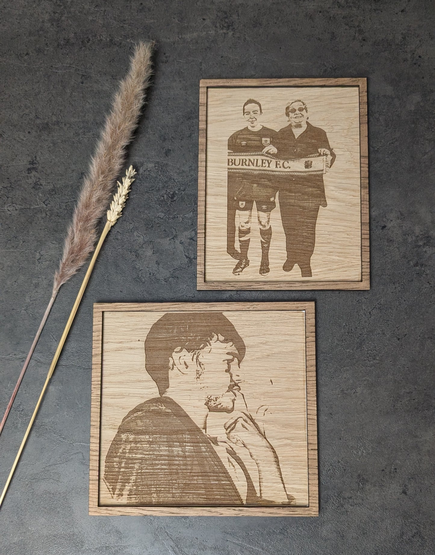 Personalised Wooden Picture with frame – Custom Engraved Oak Veneer with Your Photo & Text – Unique Keepsake Gift for Any Occasion