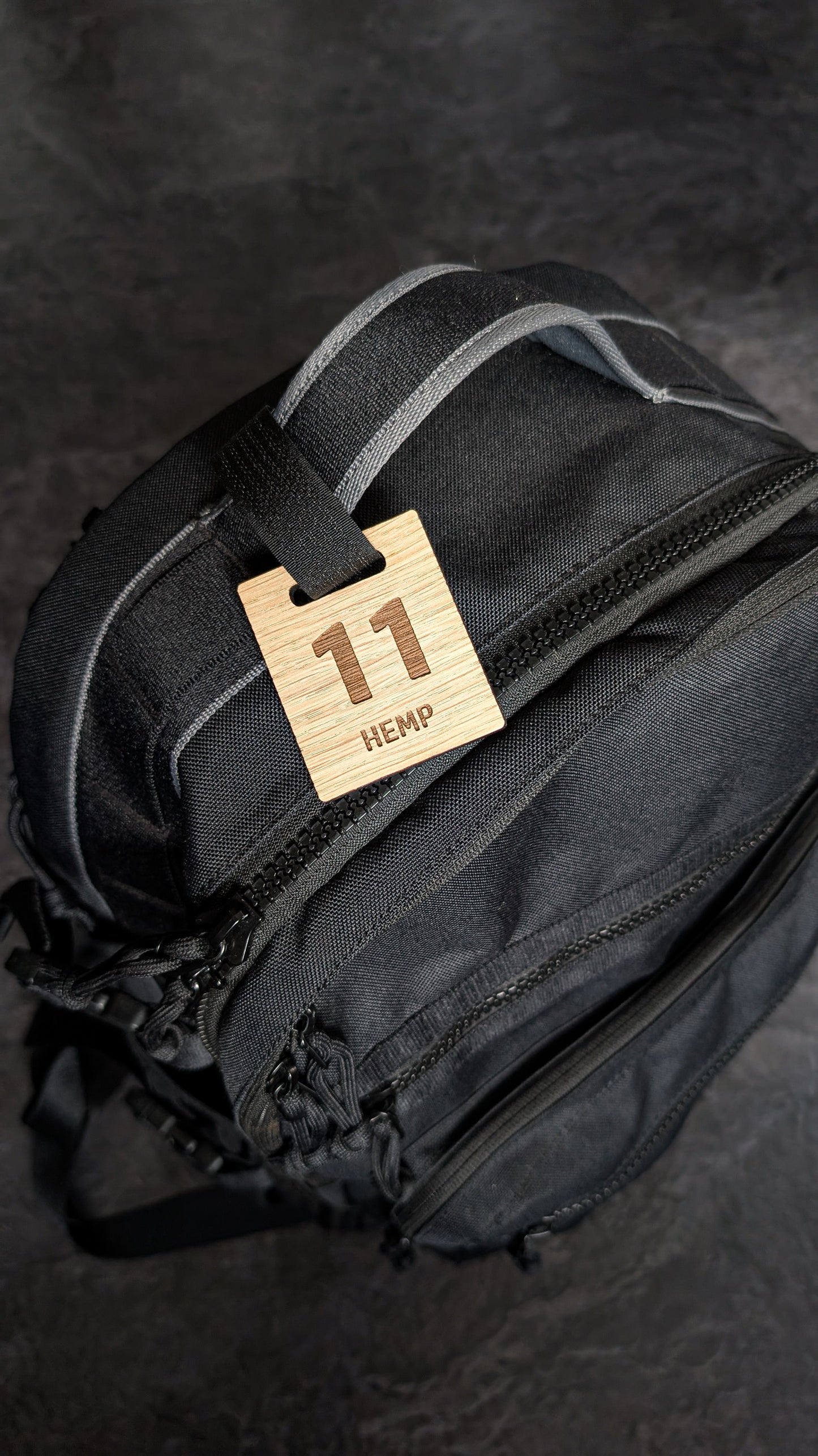 Personalised Wooden Rug sack tags with Custom name and or logo – Engraved Oak Veneer Name Tag  – Unique Gift for Teams or back to school accessories